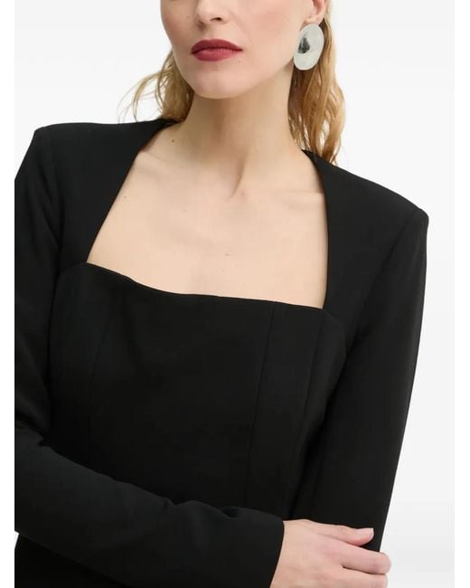 A.L.C. Black Square-Neck Long-Sleeve Mini Dress