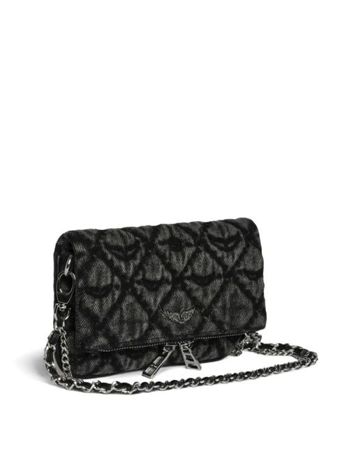 Zadig & Voltaire Black Mini Rock Monogram Clutch Bag