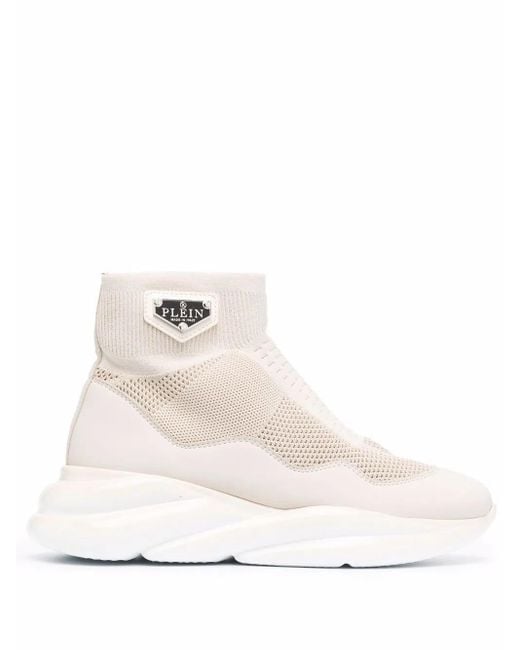 Philipp Plein Natural Sock-Style Chunky Sneakers