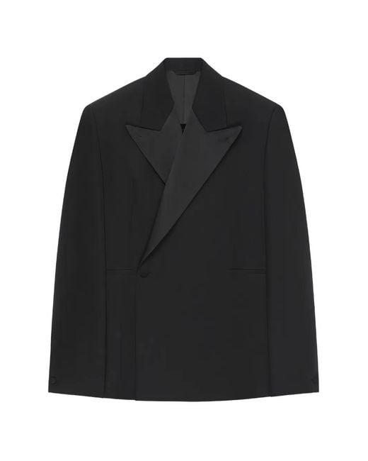 Givenchy Black Oversized Satin-Lapel Suit Jacket for men