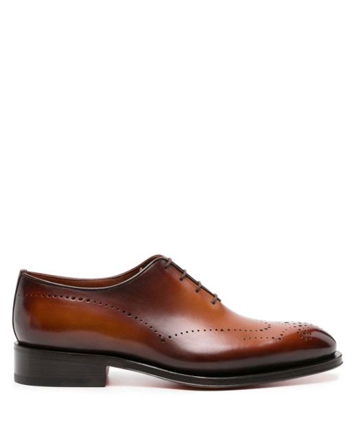 Chaussures oxford en cuir à fini bruni Santoni pour homme en coloris Brown