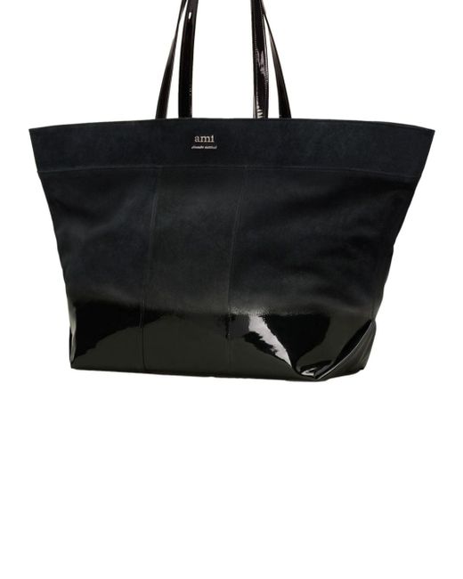 AMI Black E/w Maxi Ami Leather Tote Bag
