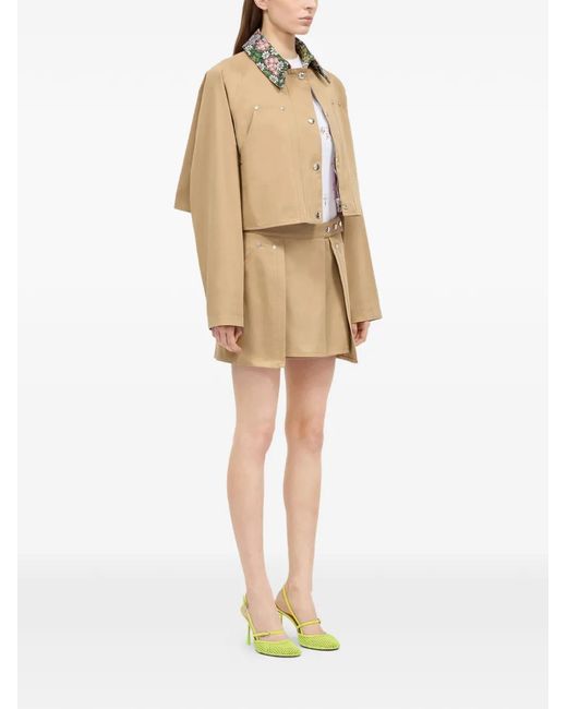 MSGM Natural Button-Details Wrap A-Line Skirt
