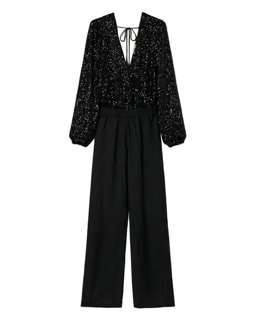 Twinset Black Sequin-Embellished Jumpsuit