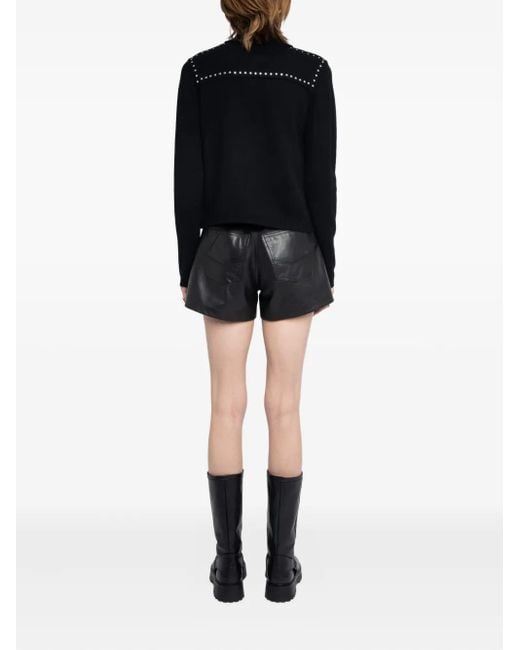 Zadig & Voltaire Black Stud-Embellished Crew-Neck Cardigan