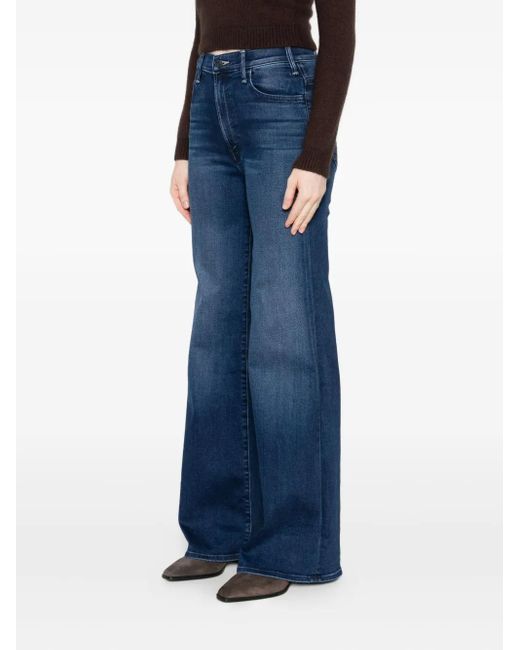 Mother Blue The Hustler Roller Sneak Wash-Effect Jeans