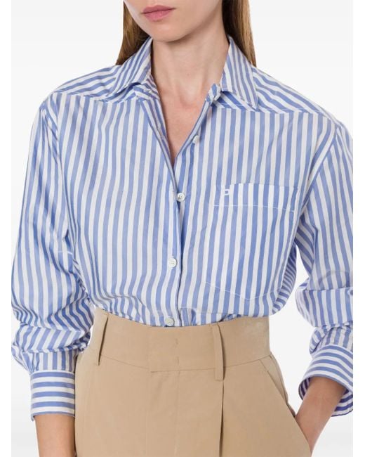 Philosophy Di Lorenzo Serafini Blue Stripe-Pattern Shirt