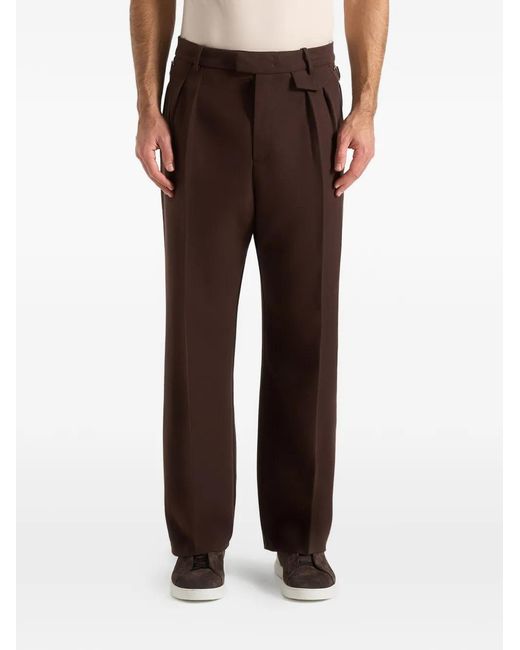 Manière De Voir Brown Pierre Twin Pleated Tailored Pants for men