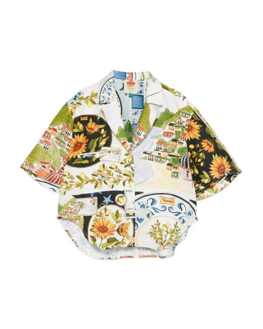 Farm Rio Metallic Latin Trip Scarves Shirt