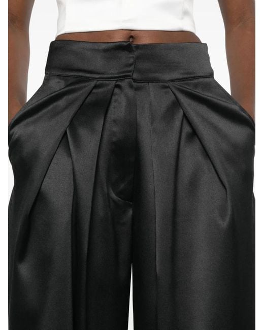 RHIZOME Black Romanain Taffeta Pleated Trousers
