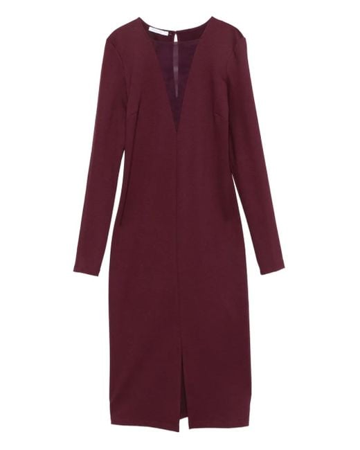 Patrizia Pepe Purple V-Neck Long-Sleeved Dress
