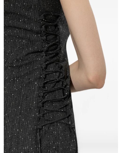 McQueen Black Lace-Up Scoop-Neck Midi Dress
