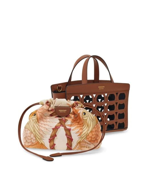 Ferragamo Brown Mini Tote Bag