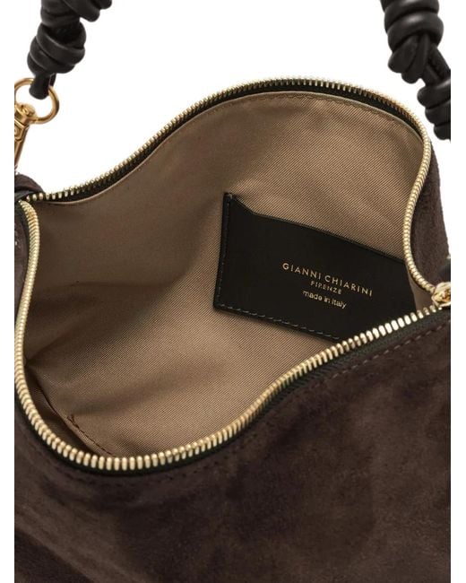 Gianni Chiarini Black Cleo Medium Suede Knotted-Strap Tote Bag
