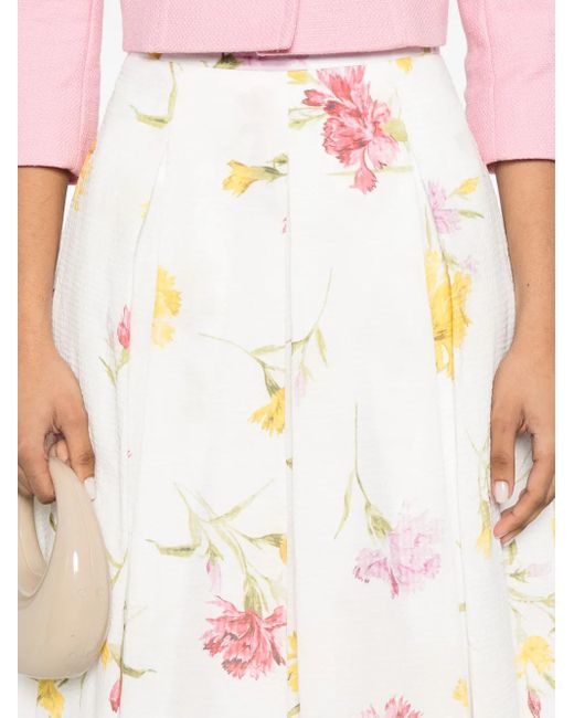 Gonna Midi A Fiori di Erdem in White