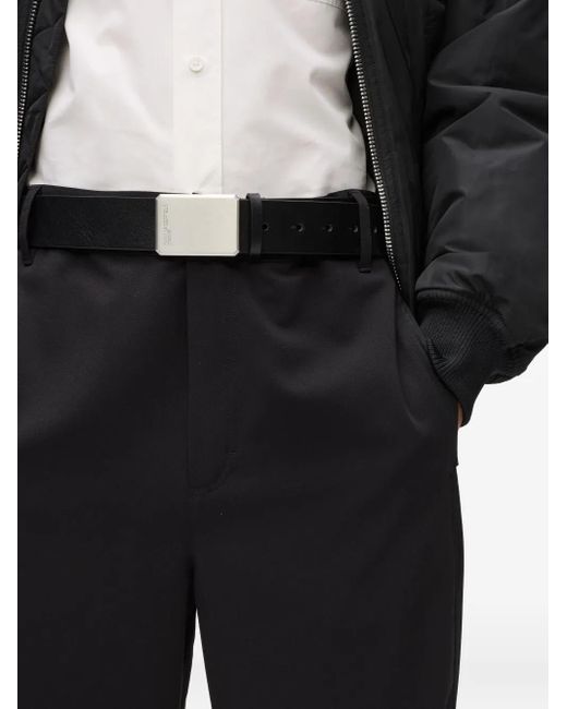 Karl Lagerfeld Black Logo-Engraved Leather Belt for men
