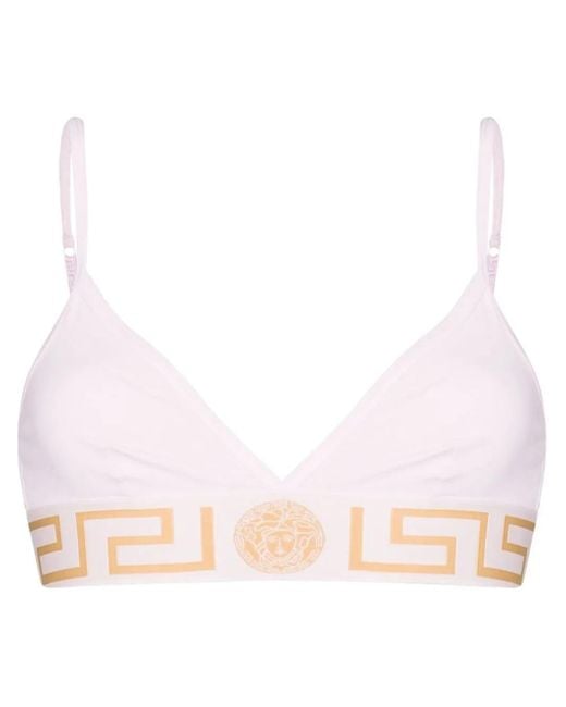 Versace Pink Greca-Trim Triangle Bra