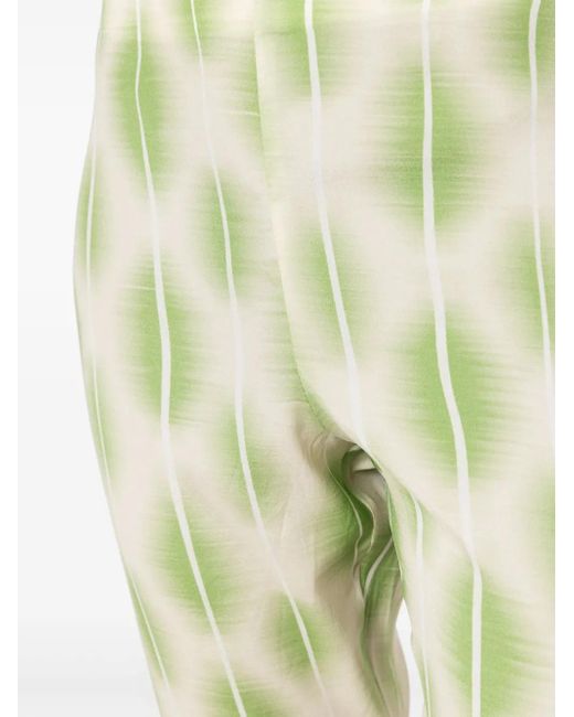 Lenny Niemeyer Green Abstract-Print Stretch-Silk Trousers