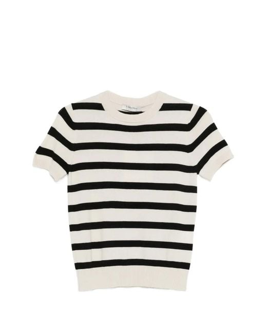 Max Mara Black Striped Short-Sleeve Sweater