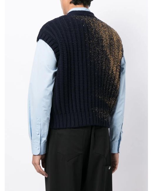 Maison Margiela Blue Sandstorm Contrasting-Trim V-Neck Cardigan for men