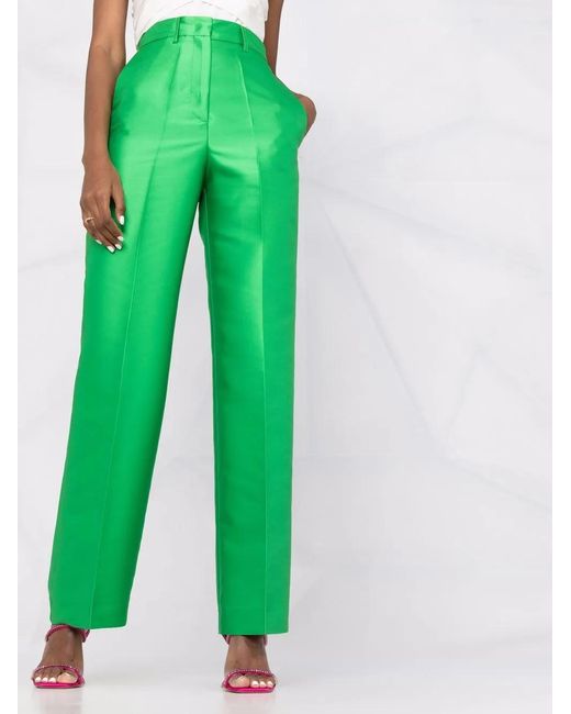 Blanca Vita Green Pareskia Straight-Leg Trousers
