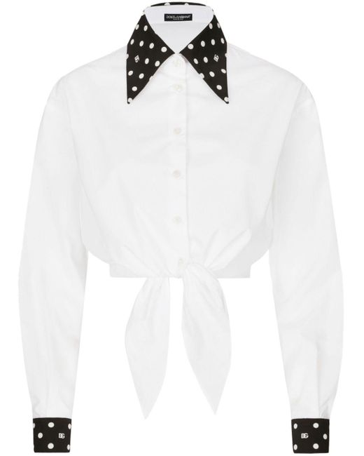 Dolce & Gabbana White Gepunktetes Hemd