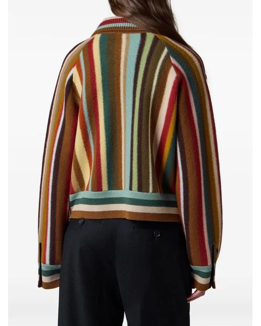Paul Smith Brown Merino Wool 'Signature Stripe' Cardigan