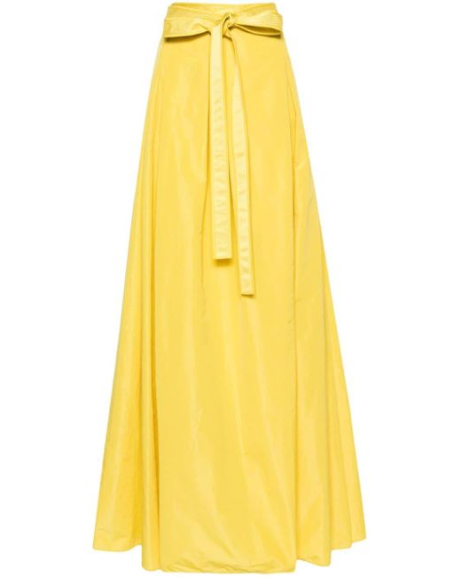 Pinko Yellow Belted Taffeta Maxi Skirt