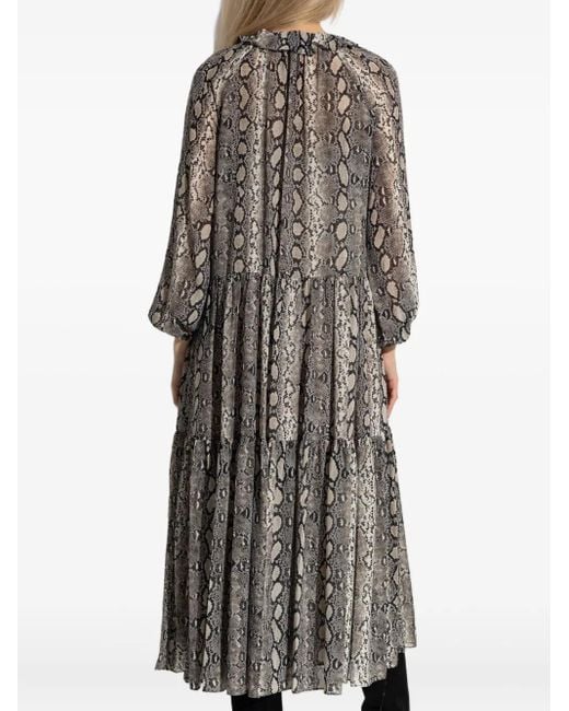 Abito Midi Con Stampa Pelle Di Serpente di MICHAEL Michael Kors in Gray
