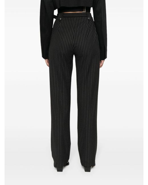 Pantalon droit à fines rayures Versace en coloris Black