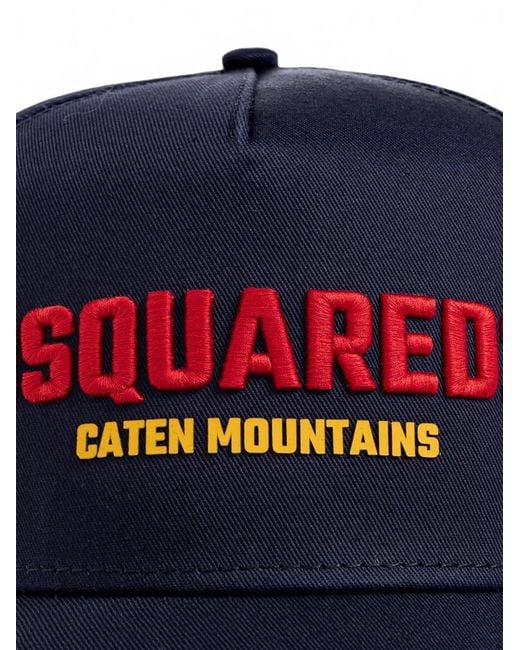 DSquared² Blue Logo-Embroidered Distressed Baseball Cap for men