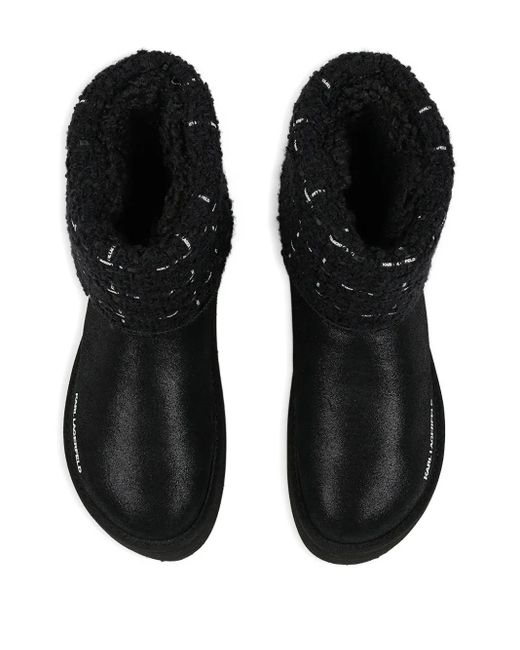 Karl Lagerfeld Black Thermo Knit-Trimmed Platform Boots