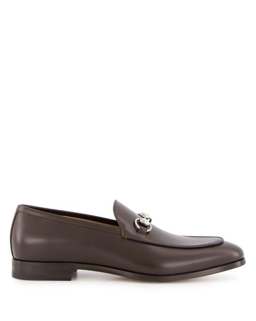 Gucci Brown Signature Horsebit Leather Apron Loafers for men