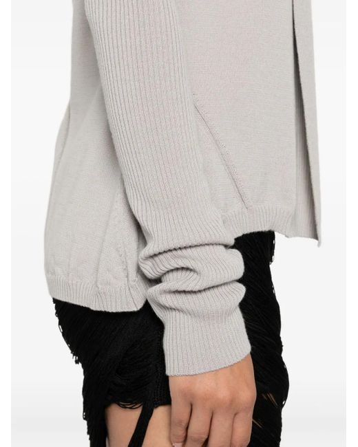 Rick Owens Gray Ribbed Open-Front Cardigan