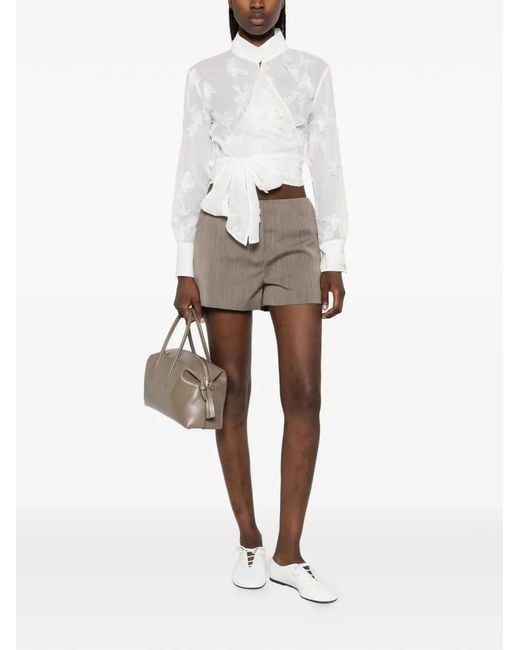 Mazzarelli White Tie-Front Blouse