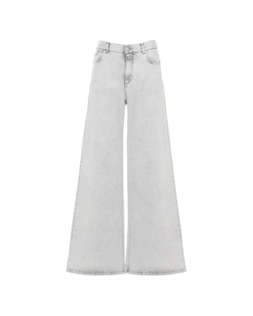 Panicale White Embellished Wide Jeans