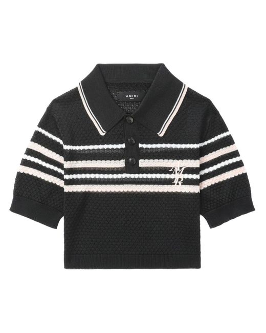 Amiri Black Stripe Knitted Polo Shirt
