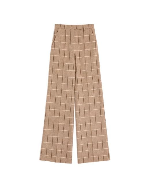 Valentino Garavani Natural Wool Pants With Windowpane Check Pattern