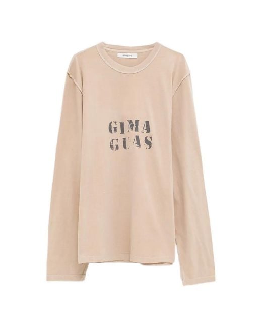 GIMAGUAS Natural Long-Sleeve Logo-Print T-Shirt