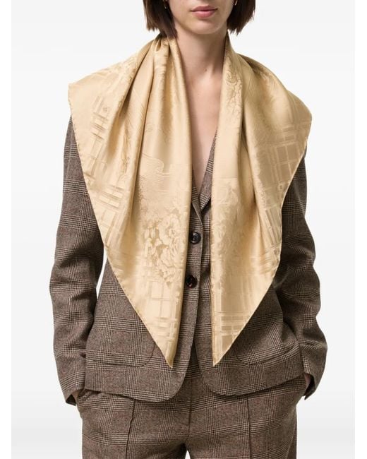 Burberry Natural Foulard En Soie À Motif Floral