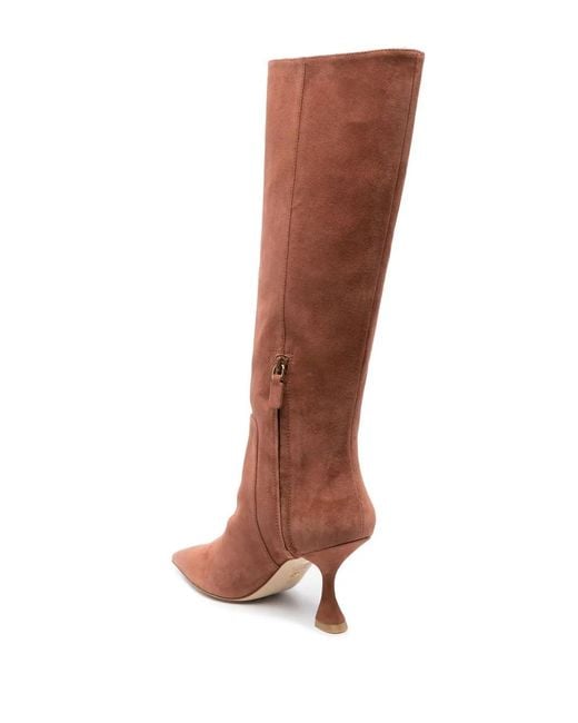 Stuart Weitzman Brown Pointed-Toe High-Heel Boots