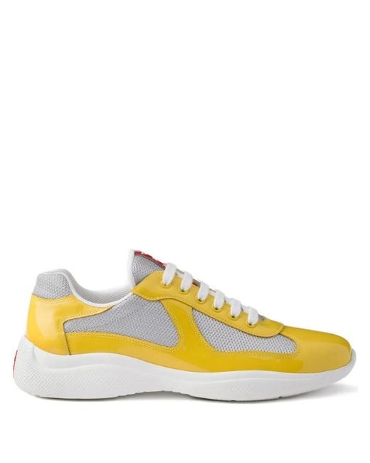 Prada Yellow Patent Leather And Technical Fabric America's Cup Sneakers for men