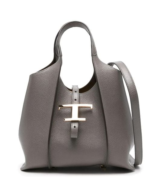 Tod's タイムレス Tバックル ハンドバッグ S Gray