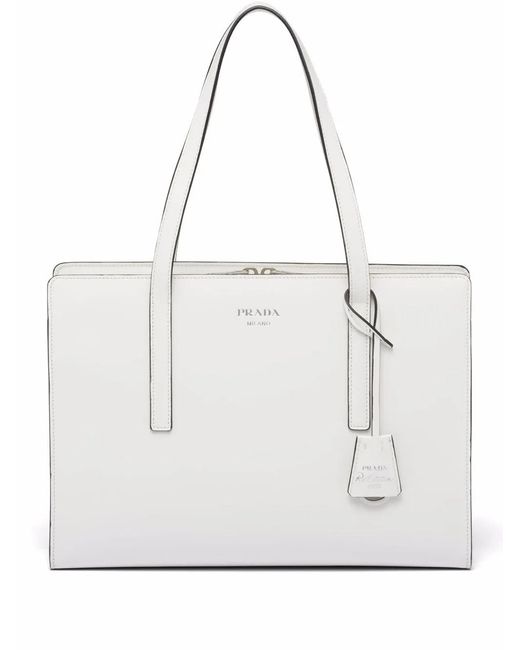Prada White Large Re-Edition 1995 Leather Handbag