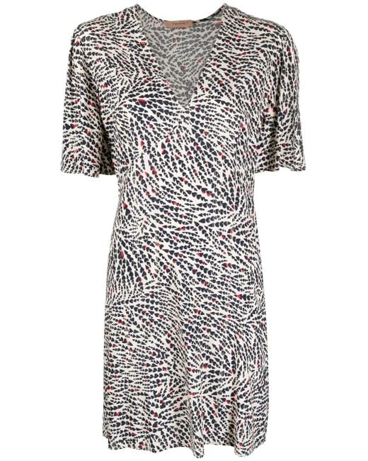 Twinset Gray Graphic-Print Midi Dress