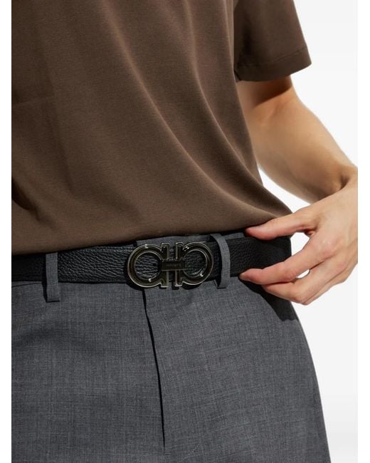 Ferragamo White Reversible And Adjustable Gancini Belt for men