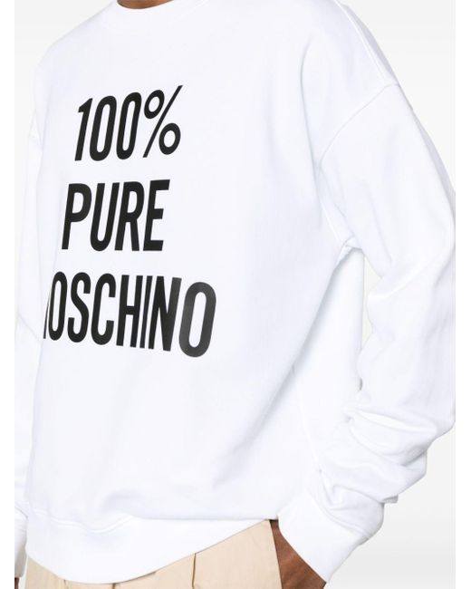 Sweat en coton à logo imprimé Moschino pour homme en coloris White