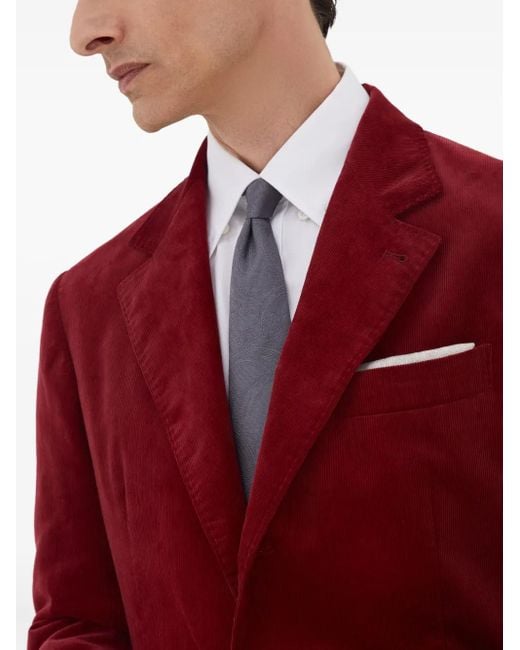 Brunello Cucinelli Red Sea Island Cotton-Corduroy Deconstructed Blazer for men