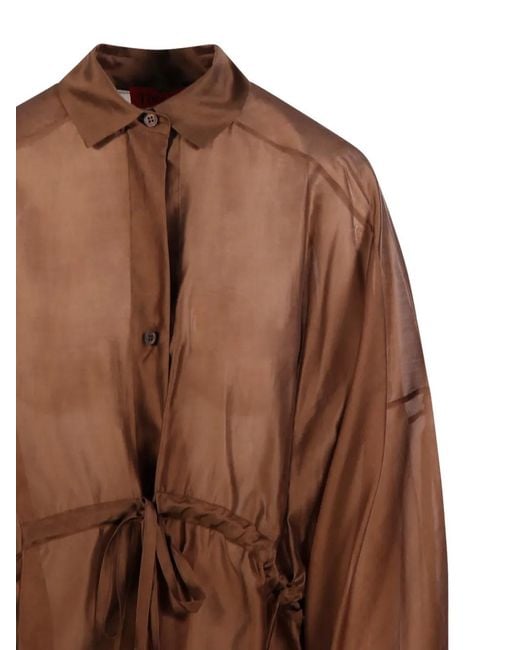 Thelatest Brown Dalida Drawstring Blouse