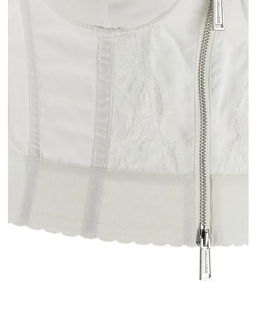 DSquared² White Off-The-Shoulder Bustier Top With Lace And Tulle D